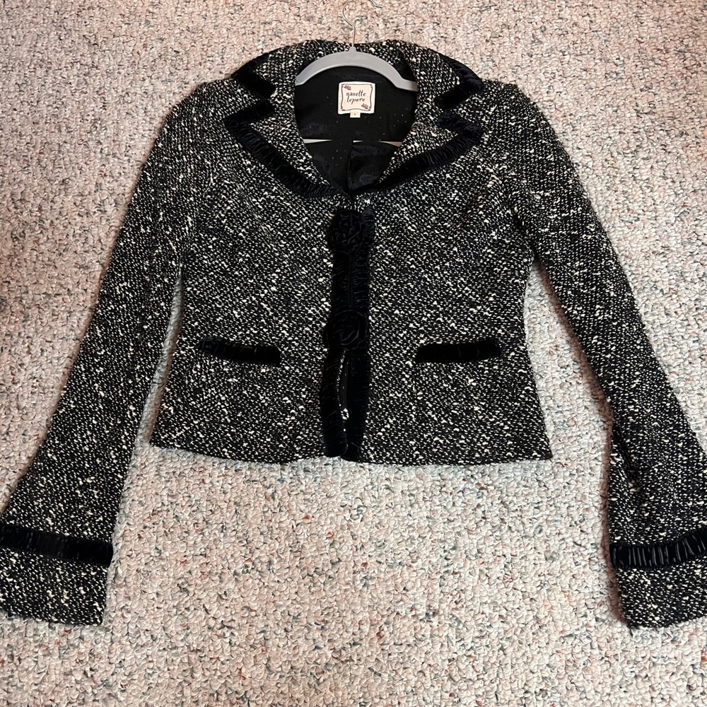 Nanette Lepore Black Tweed Jacket and Skirt Size Small